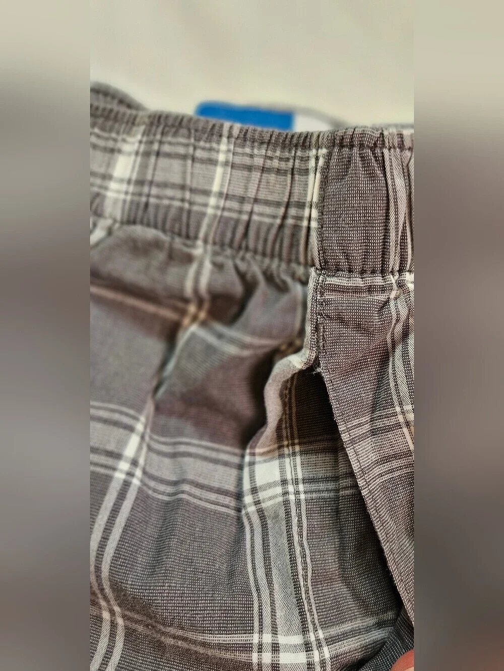 Old Navy Mens Gray Plaid Elastic Waist Boxer Shorts Size Small